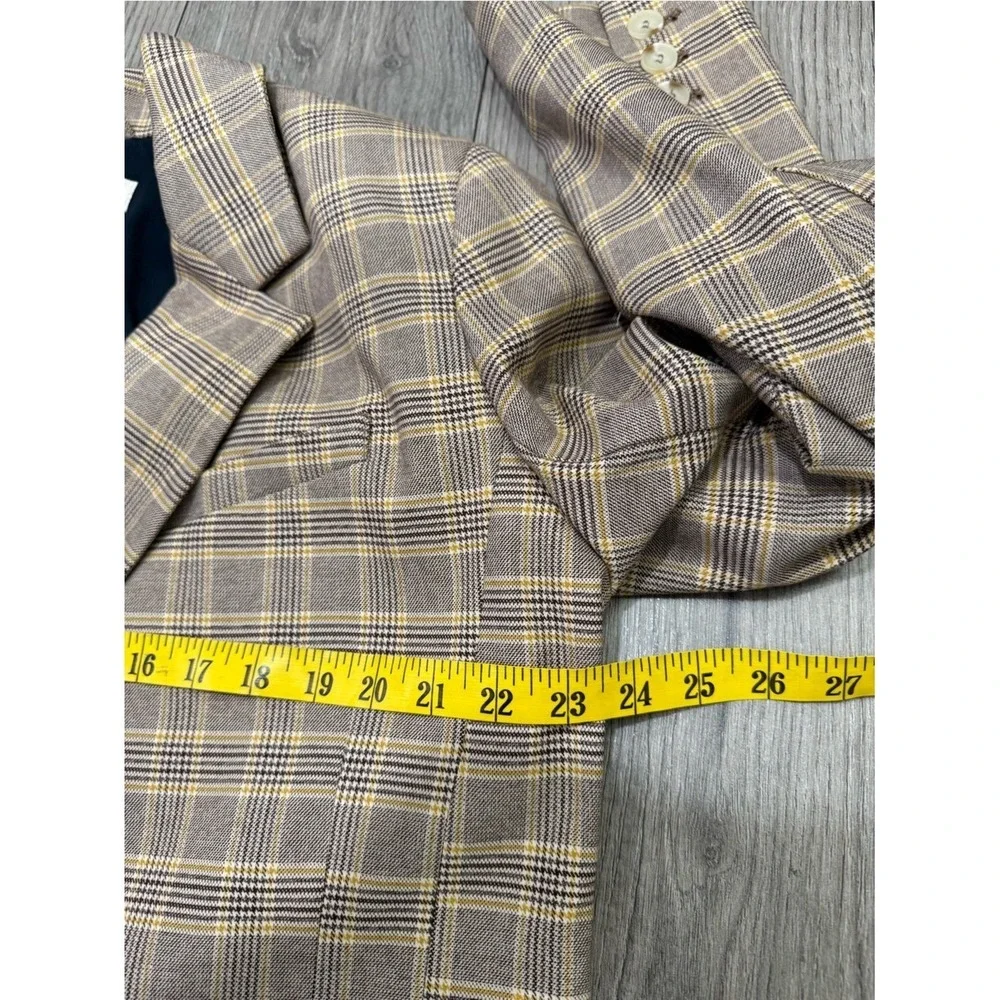 NWT Free People Crosby‎ Plaid Blazer Sz Large In WINTER WHEAT